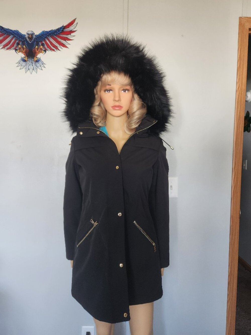 #813 Polyester/faux fur coat